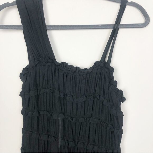 ANTHROPOLOGIE | LEIFNOTES Black Asymmetrical Divergent Dress Women’s Size M - Picture 3 of 10